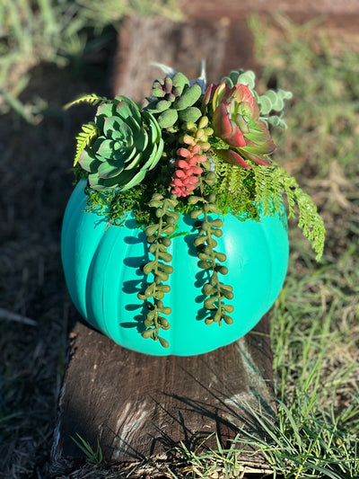 Faux Pumpkin Succulent Arrangement