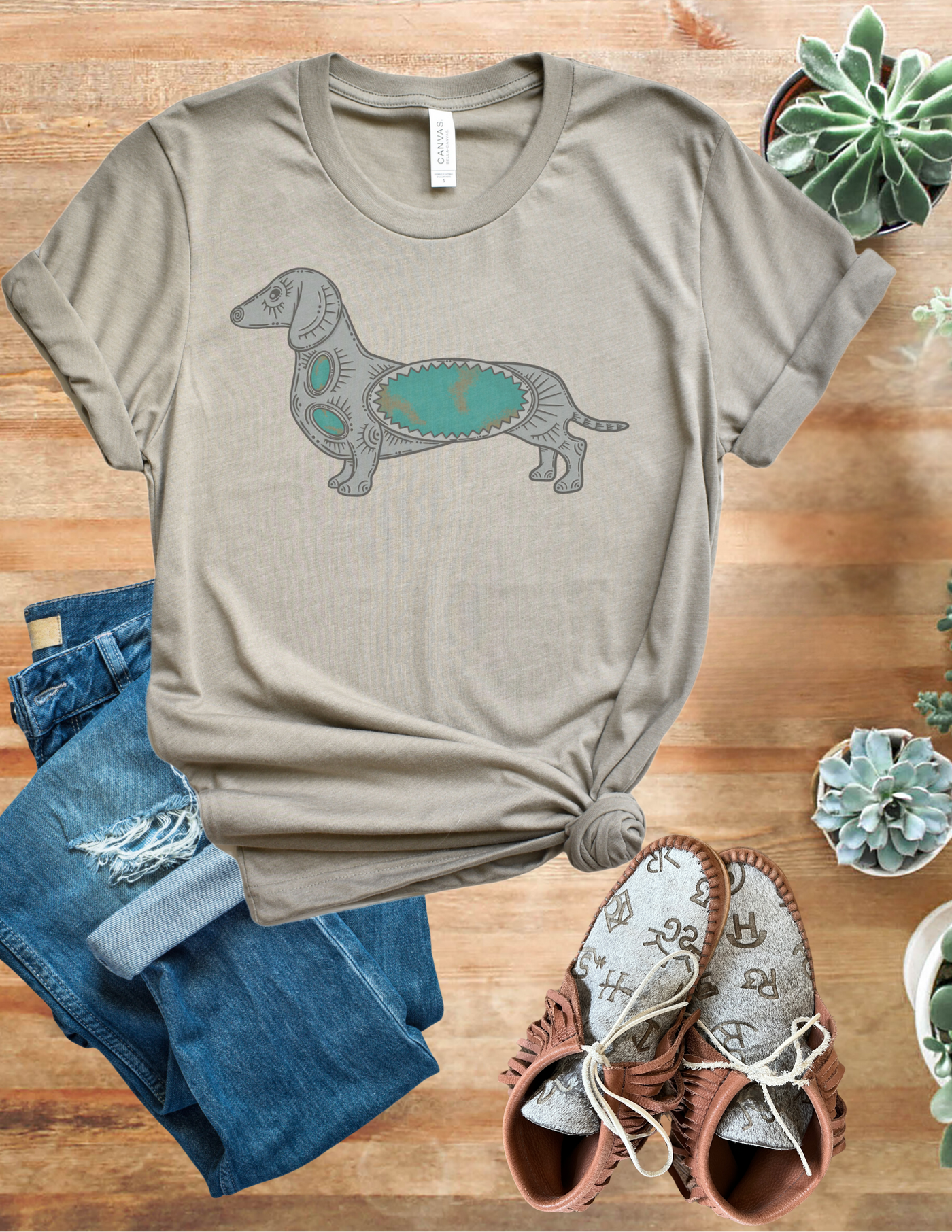 Turquoise Dachshund Tee