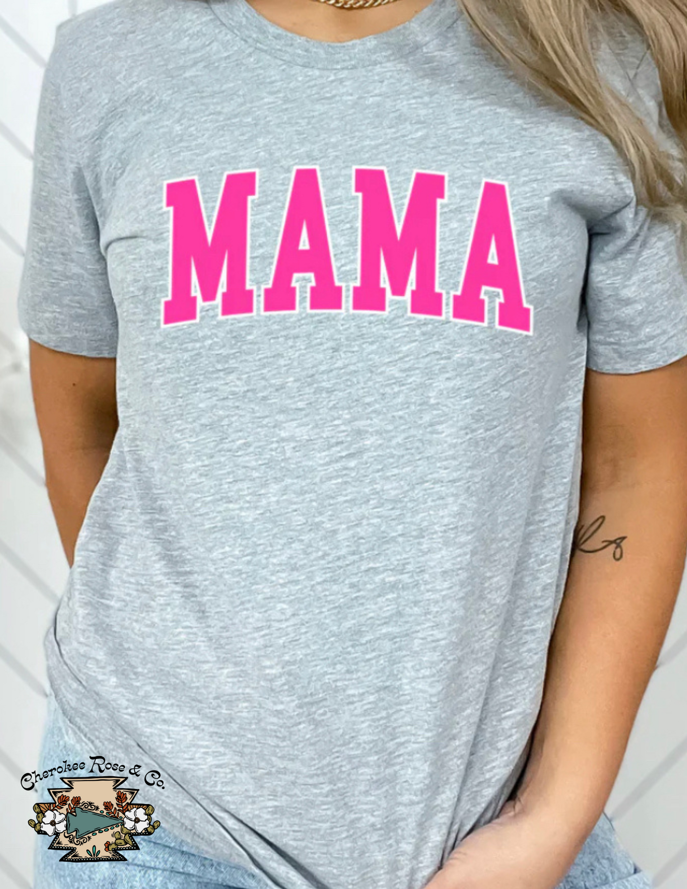 Pink MAMA Multidimensional Puff Print Tee