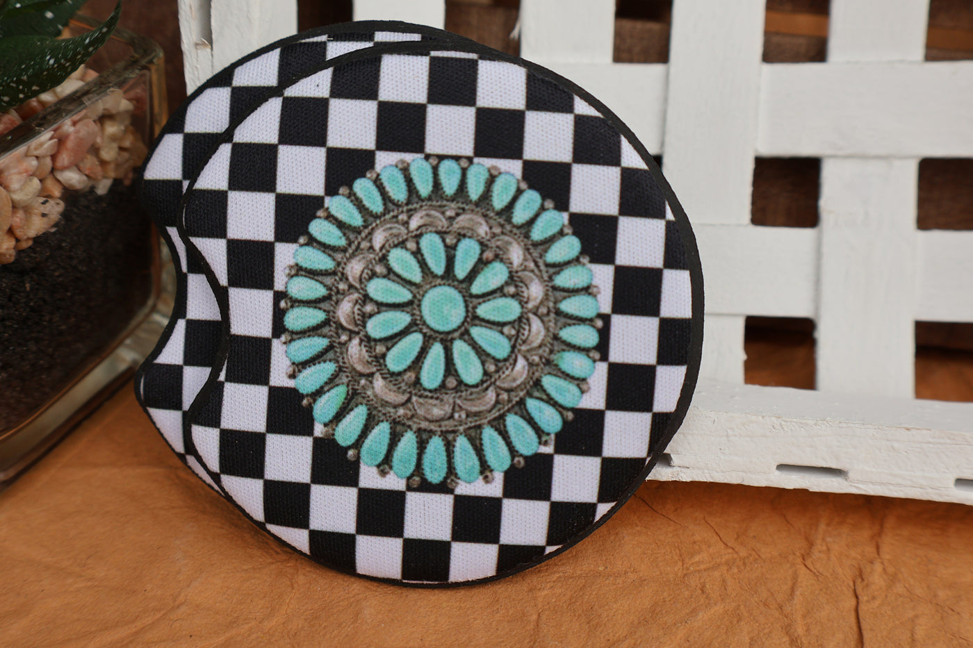 Checkered Cluster Car Coasters