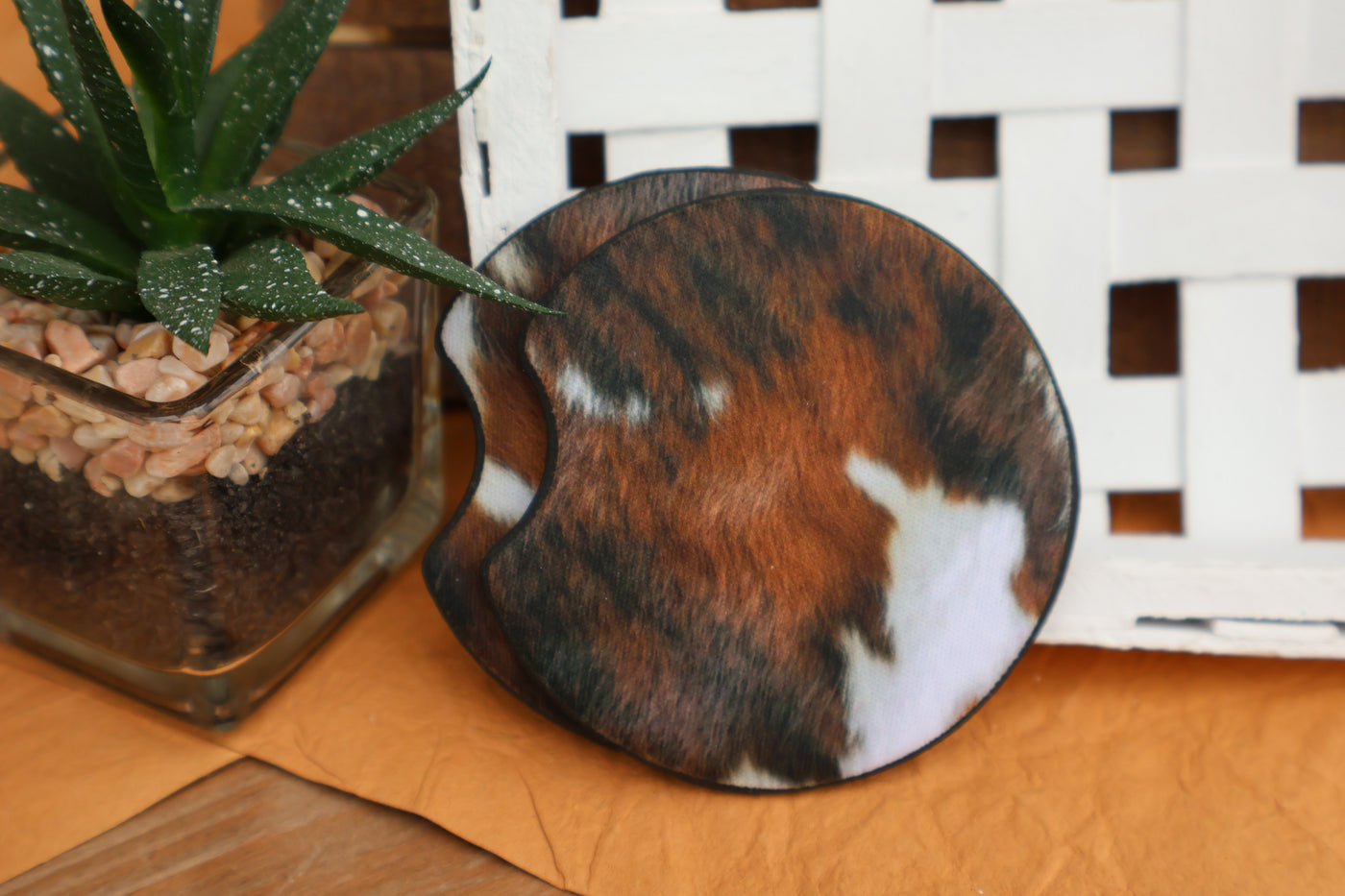 Brindle Hide Car Coasters