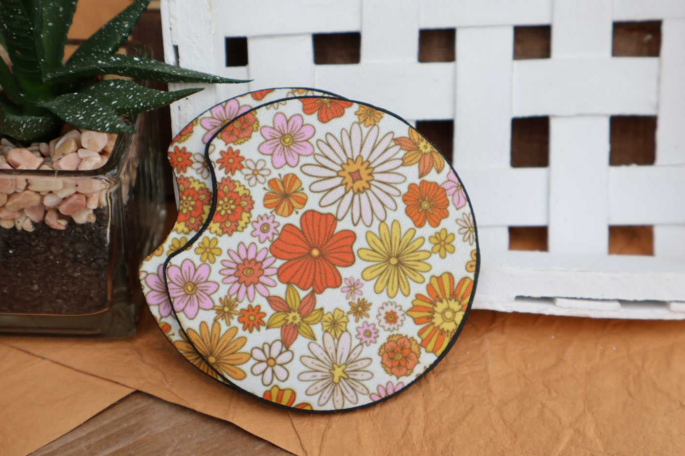 Retro Flower Car Coasters